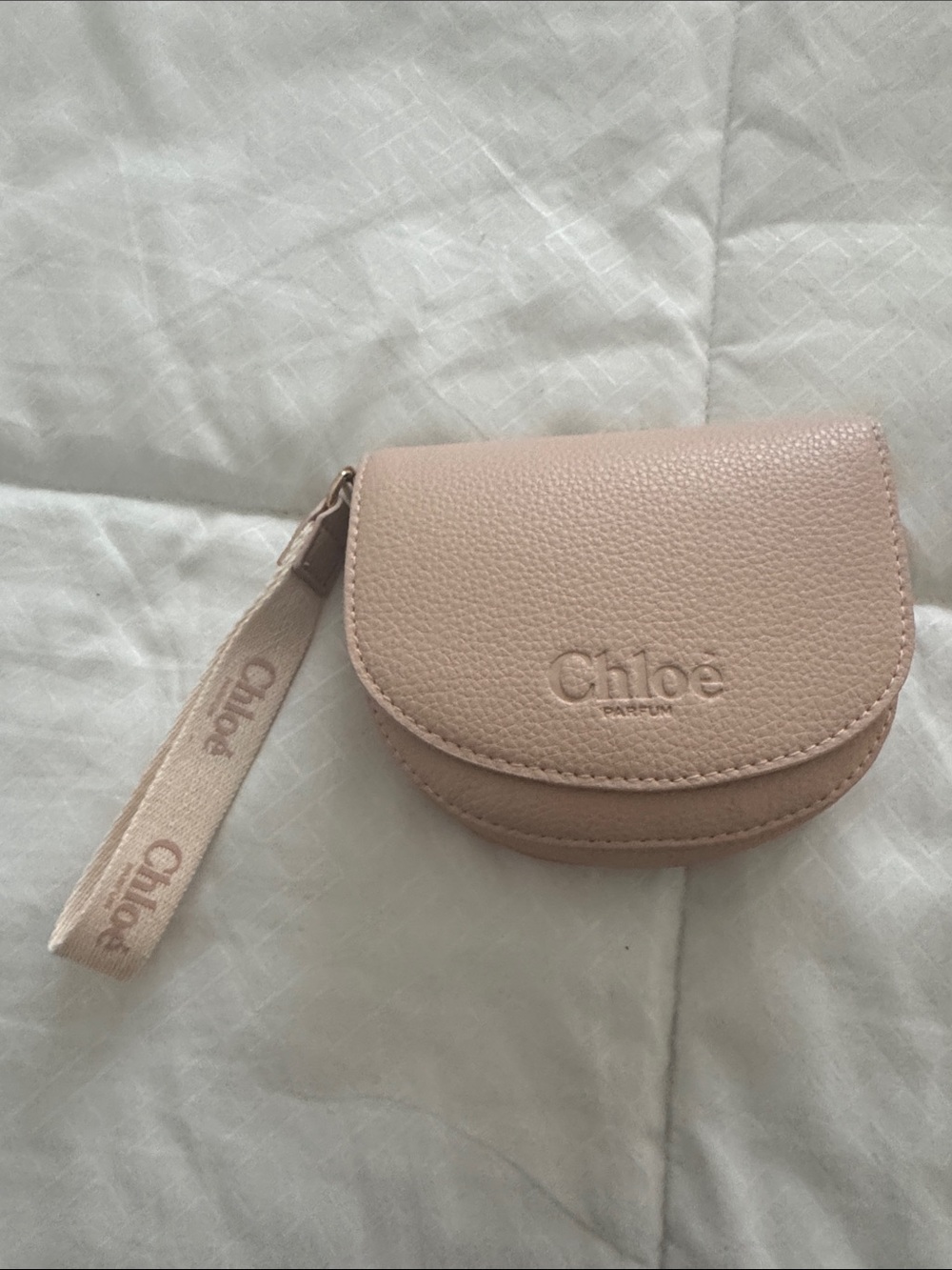 Chloé Pebbled Leather Pink Wristlet Card & Coin Holder